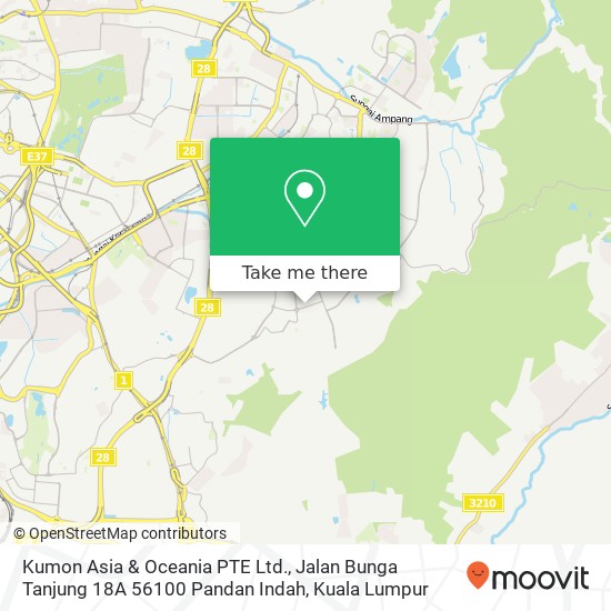 Kumon Asia & Oceania PTE Ltd., Jalan Bunga Tanjung 18A 56100 Pandan Indah map