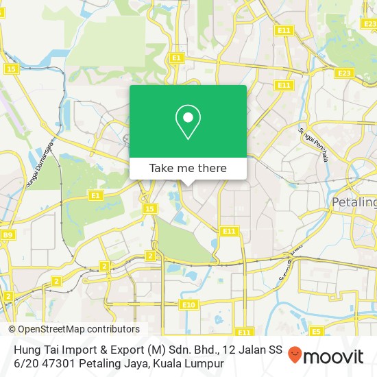 Hung Tai Import & Export (M) Sdn. Bhd., 12 Jalan SS 6 / 20 47301 Petaling Jaya map