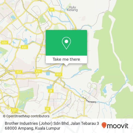 Peta Brother Industries (Johor) Sdn Bhd, Jalan Tebarau 3 68000 Ampang