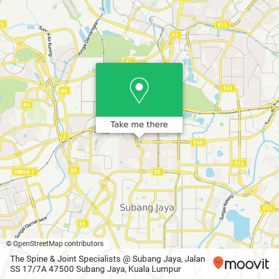 The Spine & Joint Specialists @ Subang Jaya, Jalan SS 17 / 7A 47500 Subang Jaya map