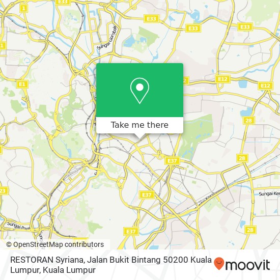 RESTORAN Syriana, Jalan Bukit Bintang 50200 Kuala Lumpur map