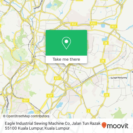 Peta Eagle Industrial Sewing Machine Co, Jalan Tun Razak 55100 Kuala Lumpur