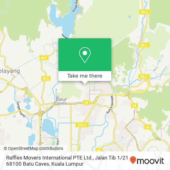 Peta Raffles Movers International PTE Ltd., Jalan Tib 1 / 21 68100 Batu Caves