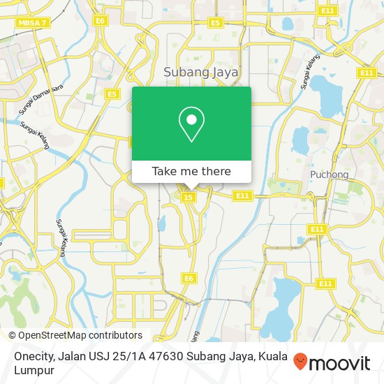 Peta Onecity, Jalan USJ 25 / 1A 47630 Subang Jaya