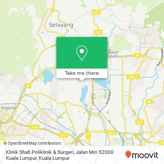 Peta Klinik Shafi Poliklinik & Surgeri, Jalan Miri 52000 Kuala Lumpur