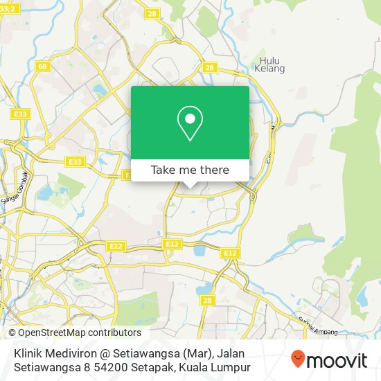 Peta Klinik Mediviron @ Setiawangsa (Mar), Jalan Setiawangsa 8 54200 Setapak