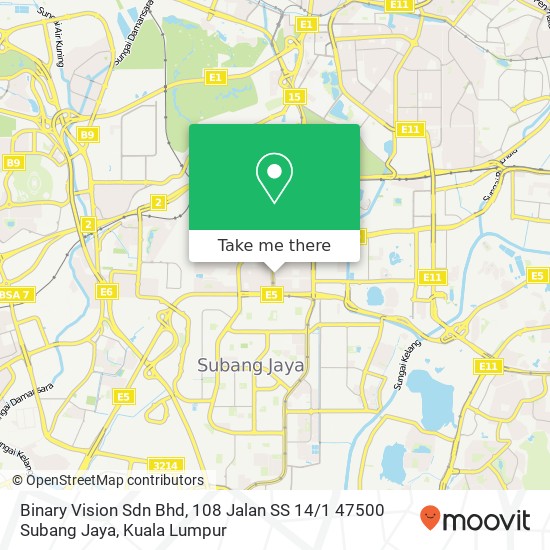 Binary Vision Sdn Bhd, 108 Jalan SS 14 / 1 47500 Subang Jaya map