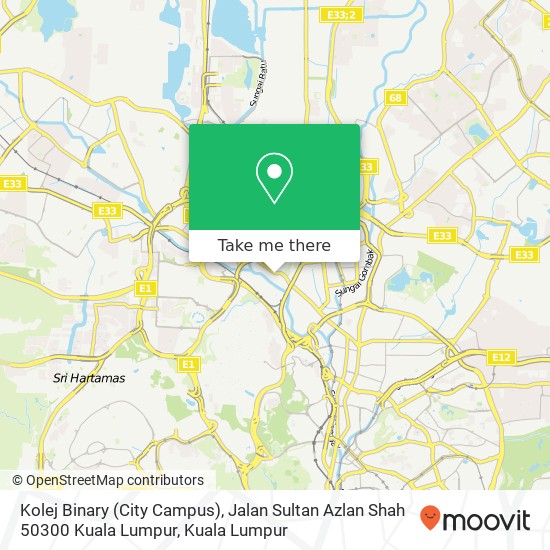 Kolej Binary (City Campus), Jalan Sultan Azlan Shah 50300 Kuala Lumpur map