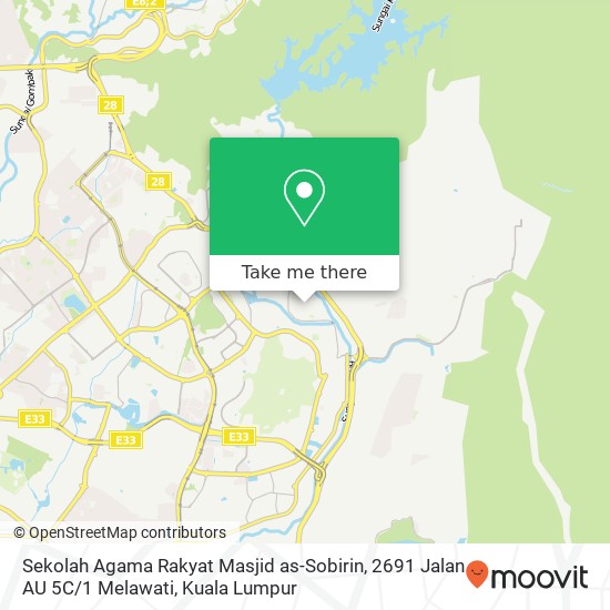 Peta Sekolah Agama Rakyat Masjid as-Sobirin, 2691 Jalan AU 5C / 1 Melawati