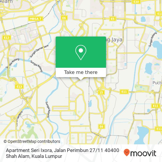 Peta Apartment Seri Ixora, Jalan Perimbun 27 / 11 40400 Shah Alam
