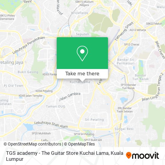 Peta TGS academy - The Guitar Store Kuchai Lama