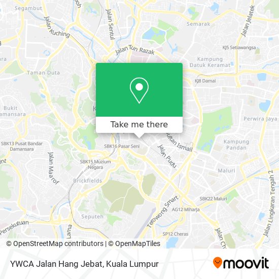 Peta YWCA Jalan Hang Jebat