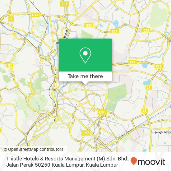 Peta Thistle Hotels & Resorts Management (M) Sdn. Bhd., Jalan Perak 50250 Kuala Lumpur