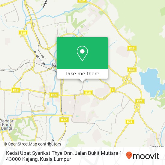 Peta Kedai Ubat Syarikat Thye Onn, Jalan Bukit Mutiara 1 43000 Kajang