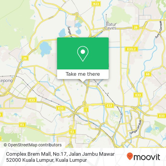 Complex Brem Mall, No.17, Jalan Jambu Mawar 52000 Kuala Lumpur map