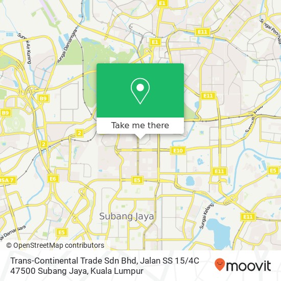Trans-Continental Trade Sdn Bhd, Jalan SS 15 / 4C 47500 Subang Jaya map
