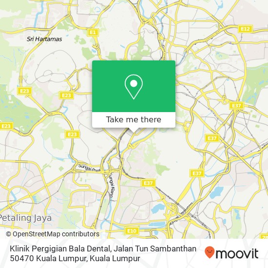 Peta Klinik Pergigian Bala Dental, Jalan Tun Sambanthan 50470 Kuala Lumpur