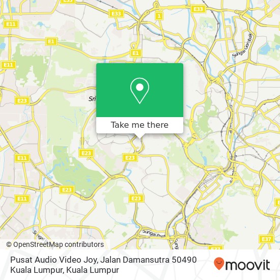 Peta Pusat Audio Video Joy, Jalan Damansutra 50490 Kuala Lumpur