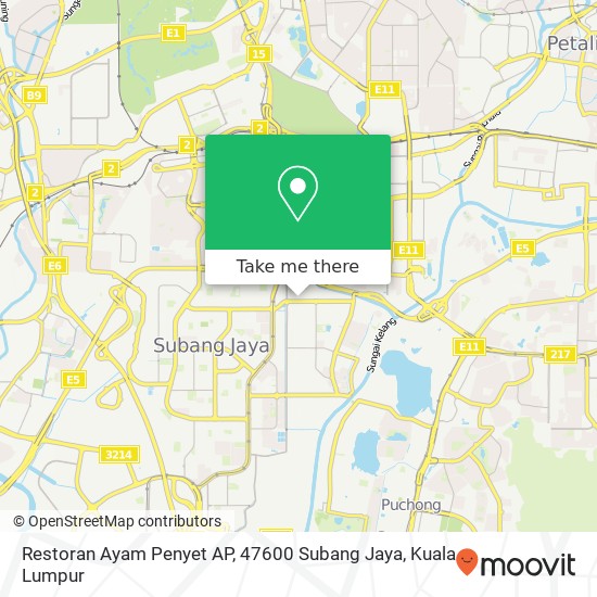 Peta Restoran Ayam Penyet AP, 47600 Subang Jaya