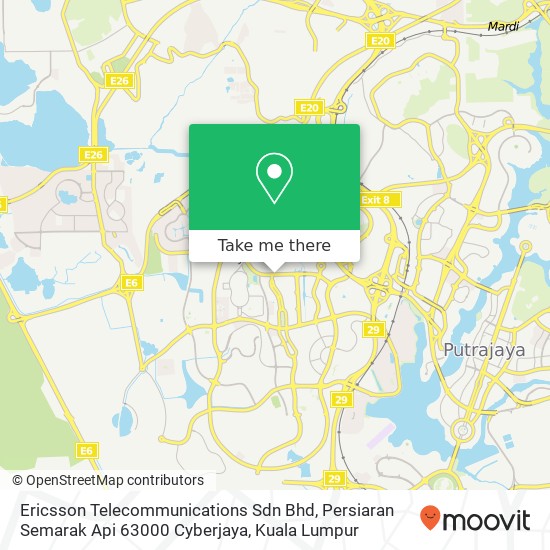 Peta Ericsson Telecommunications Sdn Bhd, Persiaran Semarak Api 63000 Cyberjaya