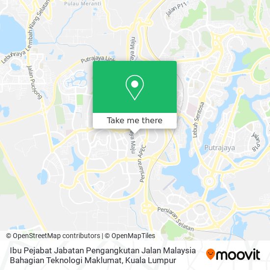 Peta Ibu Pejabat Jabatan Pengangkutan Jalan Malaysia Bahagian Teknologi Maklumat