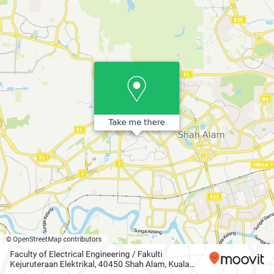 Peta Faculty of Electrical Engineering / Fakulti Kejuruteraan Elektrikal, 40450 Shah Alam