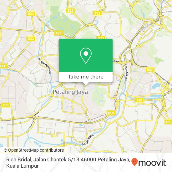 Peta Rich Bridal, Jalan Chantek 5 / 13 46000 Petaling Jaya
