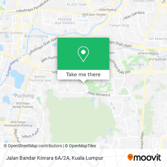 Peta Jalan Bandar Kinrara 6A/2A