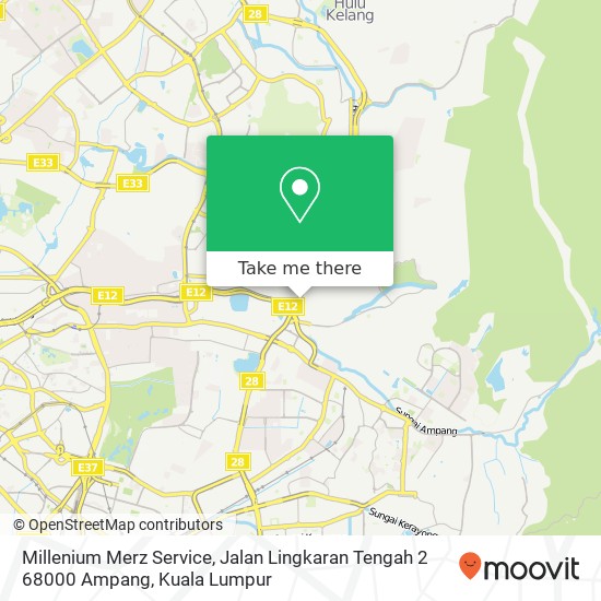 Peta Millenium Merz Service, Jalan Lingkaran Tengah 2 68000 Ampang