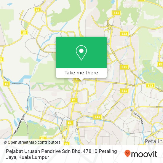 Peta Pejabat Urusan Pendrive Sdn Bhd, 47810 Petaling Jaya