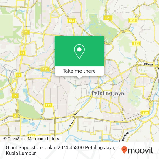 Peta Giant Superstore, Jalan 20 / 4 46300 Petaling Jaya
