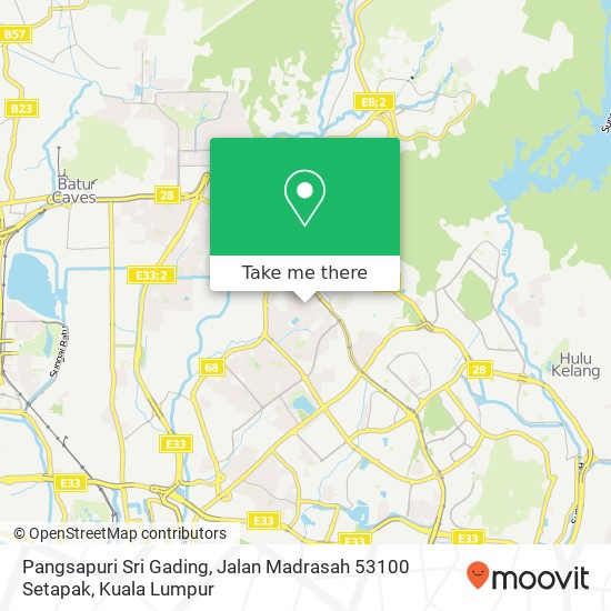 Peta Pangsapuri Sri Gading, Jalan Madrasah 53100 Setapak