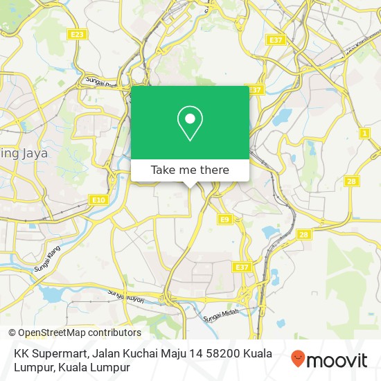 Peta KK Supermart, Jalan Kuchai Maju 14 58200 Kuala Lumpur