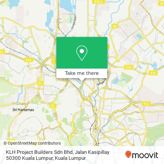 Peta KLH Project Builders Sdn Bhd, Jalan Kasipillay 50300 Kuala Lumpur