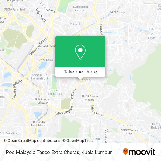 Pos Malaysia Tesco Extra Cheras map