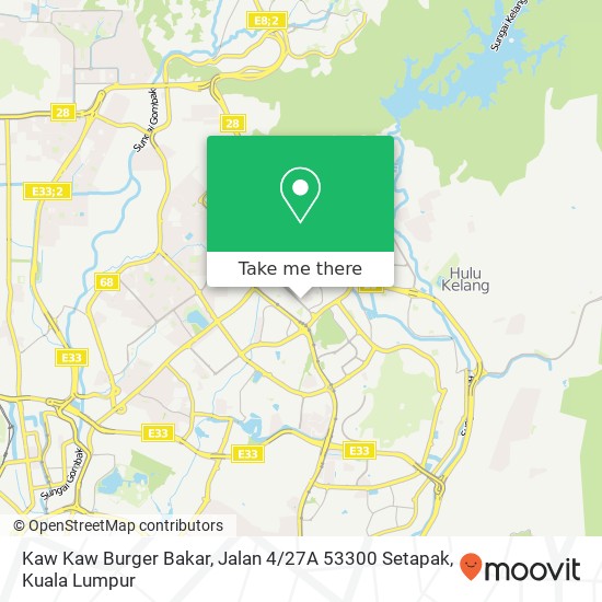 Kaw Kaw Burger Bakar, Jalan 4 / 27A 53300 Setapak map