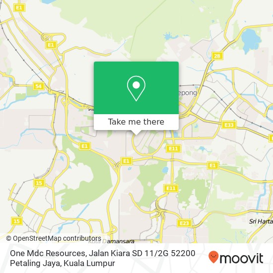 One Mdc Resources, Jalan Kiara SD 11 / 2G 52200 Petaling Jaya map