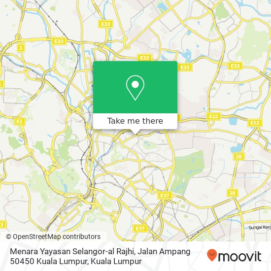Peta Menara Yayasan Selangor-al Rajhi, Jalan Ampang 50450 Kuala Lumpur