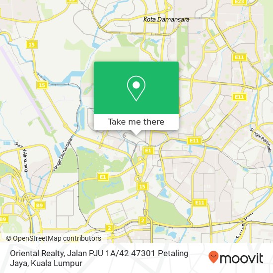 Peta Oriental Realty, Jalan PJU 1A / 42 47301 Petaling Jaya