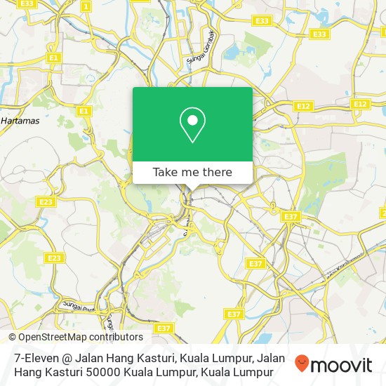 Peta 7-Eleven @ Jalan Hang Kasturi, Kuala Lumpur, Jalan Hang Kasturi 50000 Kuala Lumpur