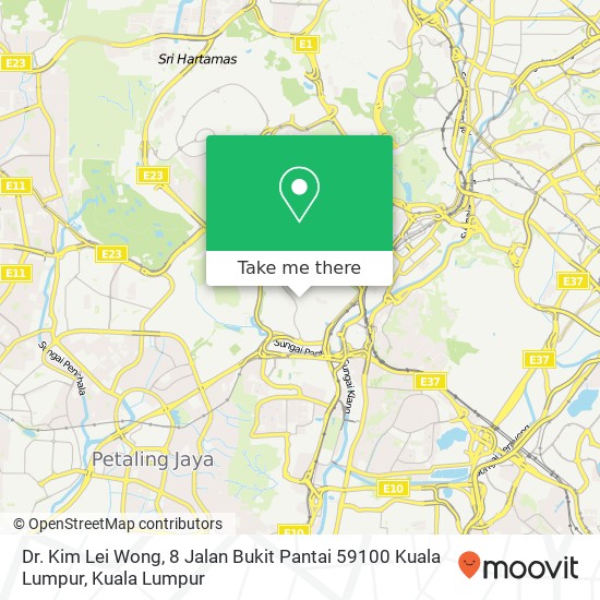 Peta Dr. Kim Lei Wong, 8 Jalan Bukit Pantai 59100 Kuala Lumpur