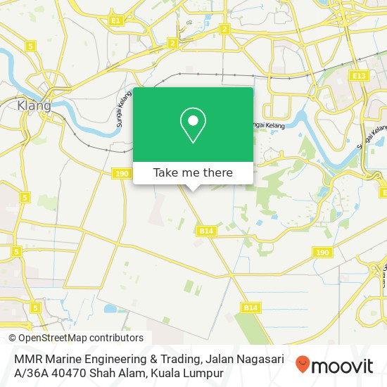 Peta MMR Marine Engineering & Trading, Jalan Nagasari A / 36A 40470 Shah Alam