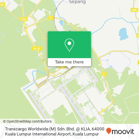 Peta Transcargo Worldwide (M) Sdn. Bhd. @ KLIA, 64000 Kuala Lumpur International Airport