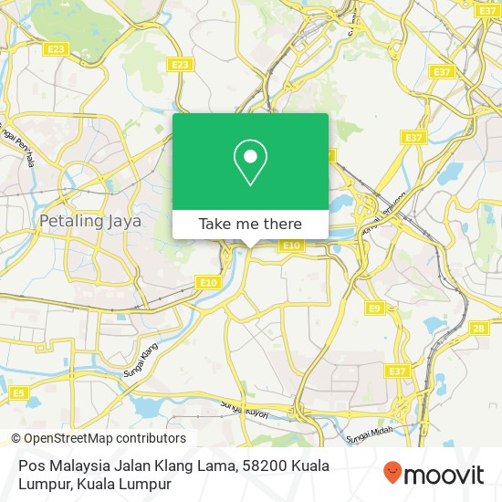 Peta Pos Malaysia Jalan Klang Lama, 58200 Kuala Lumpur