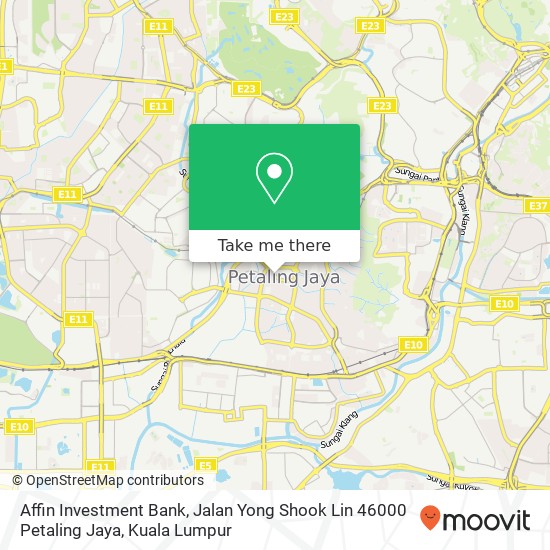 Peta Affin Investment Bank, Jalan Yong Shook Lin 46000 Petaling Jaya