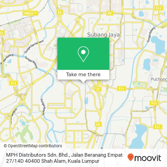 Peta MPH Distributors Sdn. Bhd., Jalan Beranang Empat 27 / 14D 40400 Shah Alam