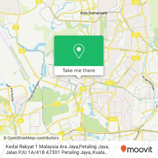 Kedai Rakyat 1 Malaysia Ara Jaya,Petaling Jaya, Jalan PJU 1A / 41B 47301 Petaling Jaya map