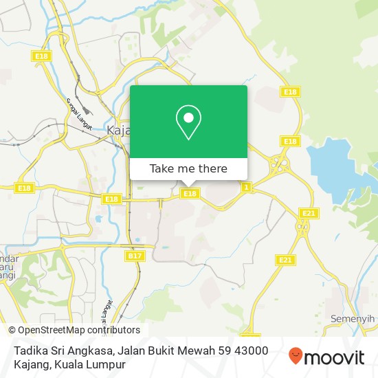 Peta Tadika Sri Angkasa, Jalan Bukit Mewah 59 43000 Kajang