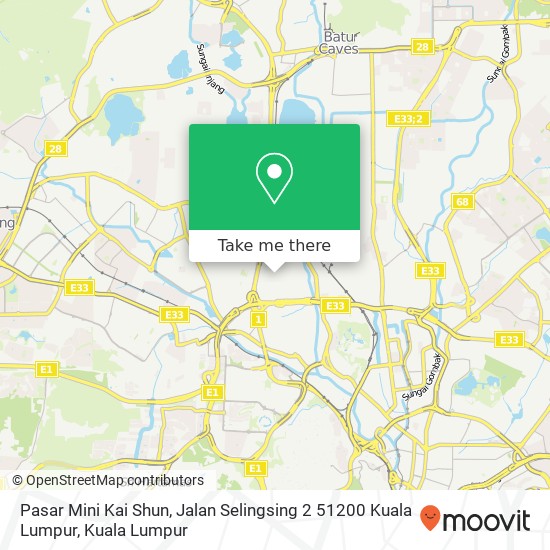 Peta Pasar Mini Kai Shun, Jalan Selingsing 2 51200 Kuala Lumpur