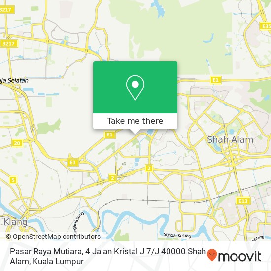 Peta Pasar Raya Mutiara, 4 Jalan Kristal J 7 / J 40000 Shah Alam